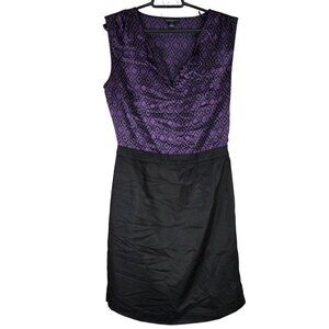 Womens Banana Republic Purple & Black Sleeveless Dress V Neck Polyester Size 4